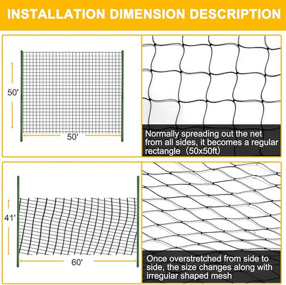 BSTPCOO Nylon Bird Netting 50'x50' with 2.4" Square Mesh Hawk Net for Chicken Run, Poultry Netting Aviary Nets Garden Bird Net for Chicken Coop Nettings Roof Hawk Proof