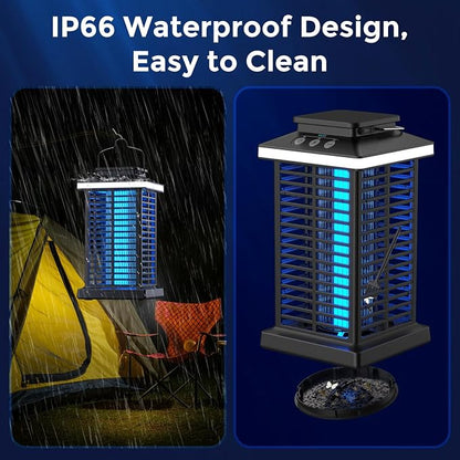 Bug Zapper Outdoor, Mosquito Zapper 2 in 1 Portable & Rechargeable Bug Zapper Outdoor with 5000mAh Battery & LED Night Light, 4000V Electric Fly Zapper for Outside,Patio,Backyard,Garden