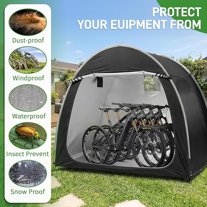 Outvita Bike Tent, Outdoor Portable Bicycle Storage Sheds with 210D Oxford Fabric PU4000 Waterproof Cover for 2-3 Bikes, Storage Cover Shelter for Motorcycle,Garden Tools,Toys,Lawn Mower