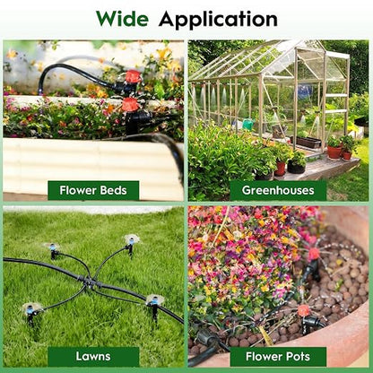 160FT Quick-Connect Drip Irrigation System Kit, Irrigation Kit with Adjustable Nozzles, 30FT 2/5" & 130FT 1/4" Tubing, Automatic Watering System for Garden, Raised Beds, Greenhouse