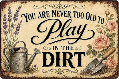Garden Play Aluminum Metal Sign, Vintage Floral Wall Decor, Rustic Outdoor Plaque, Gift for Patio Greenhouse 8x12 Inch (26035)