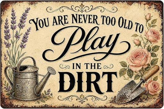 Garden Play Aluminum Metal Sign, Vintage Floral Wall Decor, Rustic Outdoor Plaque, Gift for Patio Greenhouse 8x12 Inch (26035)