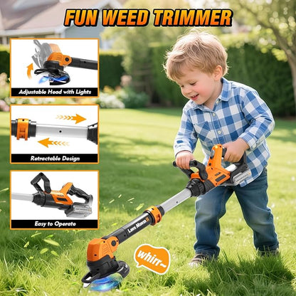 Kids Tool Set, 3-IN-1 Toddler Power Garden Tools with Lights and Sounds, Toy Weed Wacker, Toy Leaf Blower, Hedge Trimmer, Yard Tools Outdoor toys for Boys, Birthday Gifts for Kids Ages 3 4 5 6 7 8+