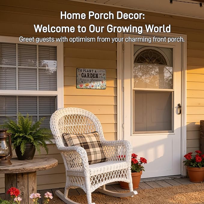 Vintage Metal Garden Signs for Outside with Inspirational Quote, Aluminum Rust-proof, Spring Flower Garden Decoration outdoor for Party, Gardening Gifts for Plant Lovers Women, 12x8 Inch