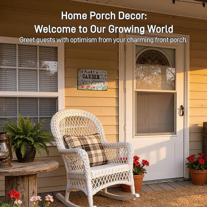 Vintage Metal Garden Signs for Outside with Inspirational Quote, Aluminum Rust-proof, Spring Flower Garden Decoration outdoor for Party, Gardening Gifts for Plant Lovers Women, 12x8 Inch