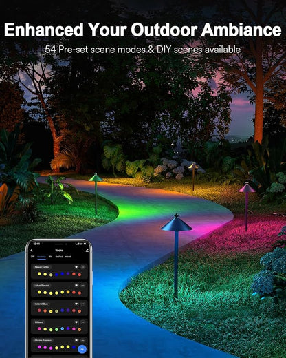 Lumary Smart Low Voltage Landscape Lighting 2000LM, IP65 Waterproof, Timer | DIY RGBAI/Cool/Warm light, 50+ Scenes, Custom Schedules, Works with Alexa/Google Home, Driveway/Pathway Lights, 4 Pack, 24V