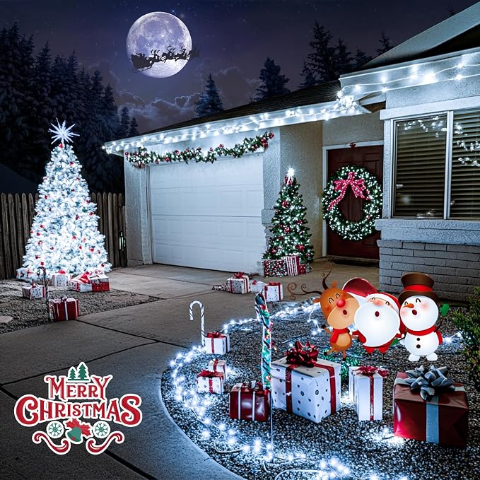 JMEXSUSS 150 LED White Christmas Lights Indoor Outdoor Waterproof, 59 Ft Connectable White String Lights Plug in, 8 Modes Twinkle Fairy Light for Bedroom Room Party Christmas Tree Decor