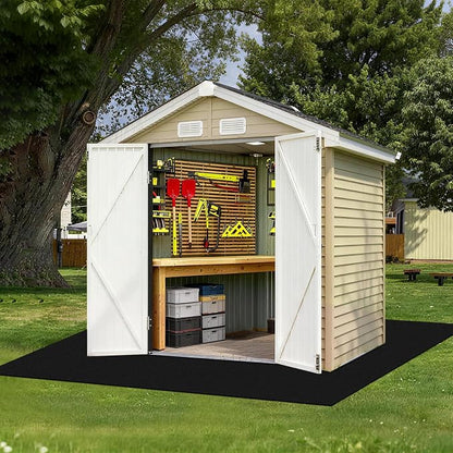 6 x 8.2 FT Outdoor Storage Shed Mat, Shed Flooring Mat with Waterproof PE Backing, Non-Slip, Dustproof Outdoor Floor Mat for Shed, Carport, Garden (Black)