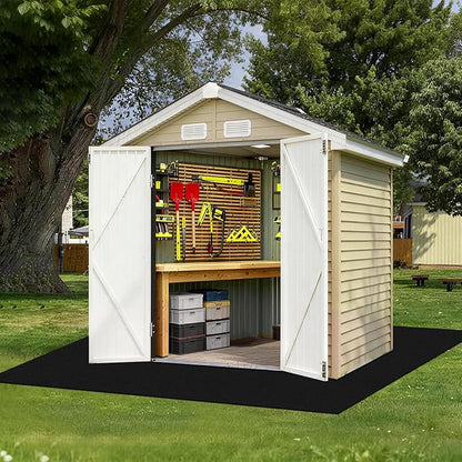 6 x 4 FT Outdoor Storage Shed Mat, Shed Flooring Mat with Waterproof PE Backing, Non-Slip, Dustproof Outdoor Floor Mat for Shed, Carport, Garden (Black)