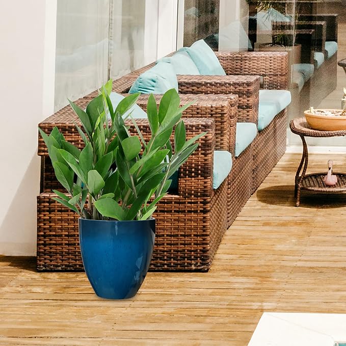 RUBBER BOND Plastic Plant Pots 2 Pack - Modern Indoor/Outdoor Planters for Home Decor - Weather-Resistant Large Flower Pots - Lightweight 12 Inches Tall Planters