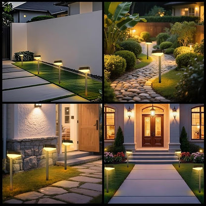 6 Pack Solar Pathway Lights Outdoor, Bright LED Solar Landscape Lights, Waterproof Solar Garden Lights for Yard, Patio, Walkway, Lawn, Driveway(Warm White, 6 Pack)