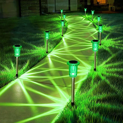 Halloween Solar Lights Outdoor 10 Pack Solar Pathway Lights Green Halloween Decorations Waterproof Yard Lighting for Outside Driveway Garden Walkway Path Landscape Lawn