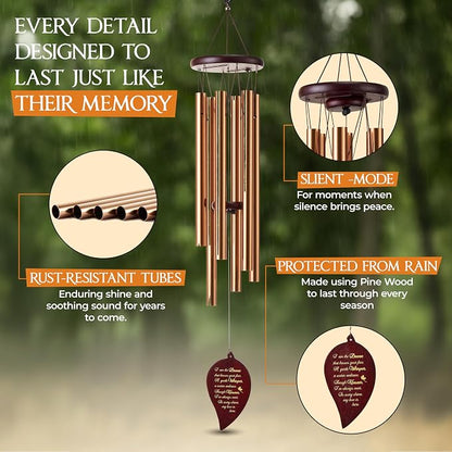 32 Inch Memorial Wind Chimes Outdoor, Sympathy Gifts for Loss of Loved One, Memorial Gifts for Loss of Mom, Sympathy Wind Chimes for Mother, Father, Brother, Sister