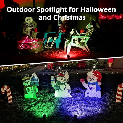 Spotlight Outdoor – 120V Plug-in, 2700K Warm White LED Landscape Spot Lights with RGB 3 Lenses for Yard, Garden, Lawn&Tree Decor, IP67 Waterproof, Perfect for Holidays&Everyday (4 Pack, Black)