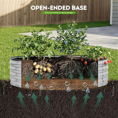 2 Pcs 4x4x1ft Round Galvanized Raised Garden Bed Outdoor, Metal Planter Box for Gardening, Raised Garden Beds for Vegetables Flowers Herbs - Silver