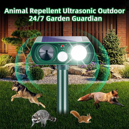 2026 Sonic Fortress Pro Deer Repellent Devices,2 Pcs Solar Animal Repellent Ultrasonic Outdoor for Squirrel Rabbit Skunk Racoon Cat Strobe Light,IP65 Waterproof Motion Sensor Animal Repeller for Yard