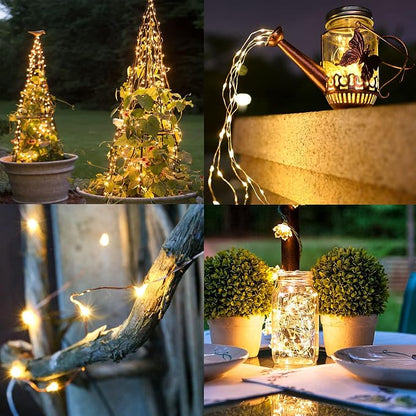 TW SHINE Warm White Solar String Lights Outdoor, Total 80 FT 240 LED Solar Powered Waterproof Fairy Lights 8 Modes Copper Wire Lights for Christmas Party Tree Wedding Yard Decorations, 2 Pack