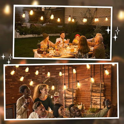 Larkvue 150FT(2x75FT) LED Outdoor String Lights S11 Dimmable Patio Light, with 44+3 Waterproof Shatterproof Edison 2700K Bulbs for Yard Balcony, Black