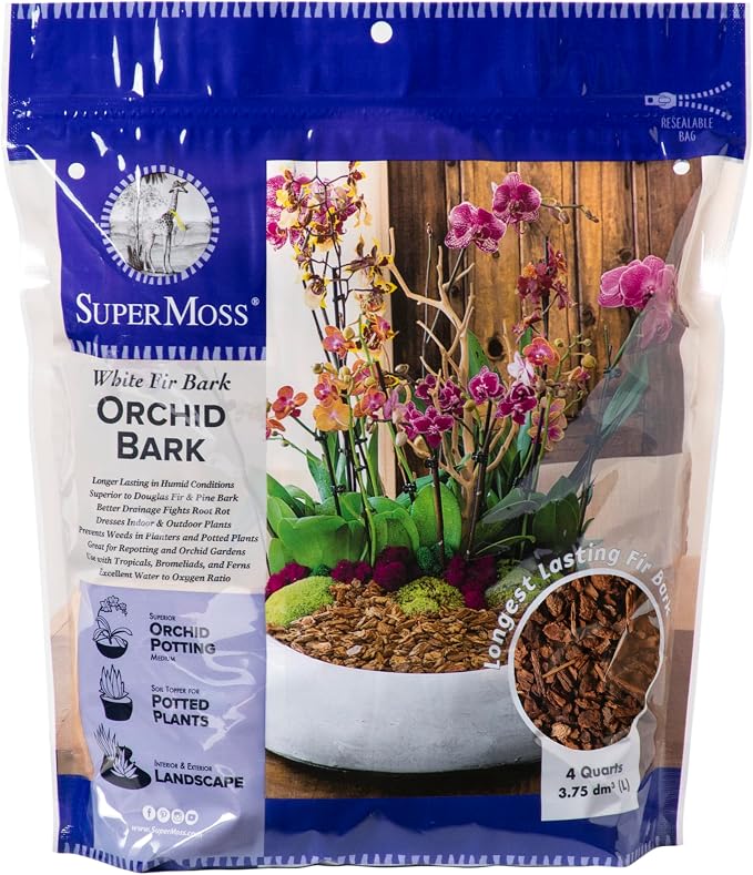 SuperMoss (23110) Orchid Potting Bark, 100% Natural Douglas Fir Bark, 1/4", 4 Quarts