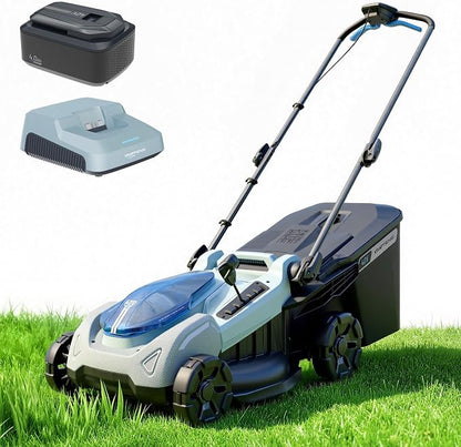 18" Cordless Push Lawn Mower for Small Yards, 40V Brushless Electric Mower with 4.0Ah Battery & Charger, 6 Heights & 2-in-1 Mulch/Bag