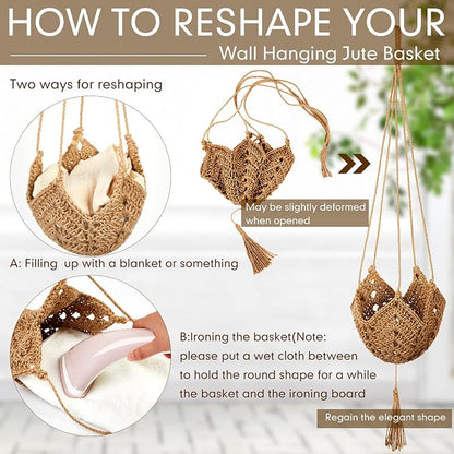 Shappy 1 Pack Boho Macrame Plant Hanger, Large Hanging Planter Plant Holder Pot Hanger Hanging Basket Wall Planters, Plants Lover Gift for Indoor Garden (Classic,Brown)