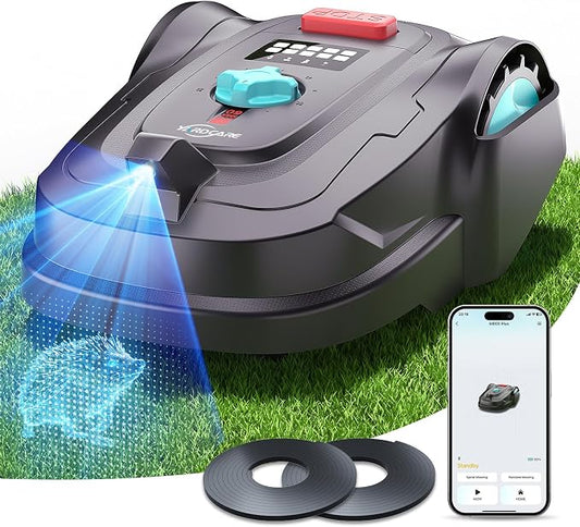 YARDCARE 2026 New M800Plus Robot Lawn Mower, GPS & 3D Vision, with 32.8 ft Magnetic Stripe, Obstacle Avoidance, Auto-Charging, APP Control, Bow-Shaped Mowing for Lawns up to 8611 sq.ft (Dark Black)