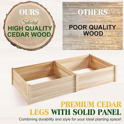 SPECRAFT 8x4 Ft Wood Raised Garden Bed, Durable 15 Inch Depth Planter Box for Vegetables, Herbs, and Flowers, Ideal for Outdoor Gardening with Open Base