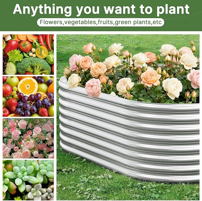 2 PCS Tall 6x3ft Galvanized Raised Garden Bed Outdoor, Metal Garden Bed for Vegetables, Above Ground Garden Box for Flower, Steel Raised Beds for Gardening