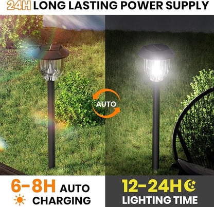 AOSEA Bright 12 Pack Solar Lights Outdoor IP65 Waterproof,LED Solar Lights for Outside,Landscape Lighting,Garden Decorative for Yard,Patio,Landscape,Pathway,Sidewalk,Driveway,Lawn (Cold White)