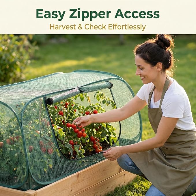2Pack Raised Garden Bed Covers(45"X22"X18"), Pop Up Mesh Plant & Vegetable Cover,30% Sunblock Plant Shade Tent, Outdoor Planter Protection, Sun & Insect Guard