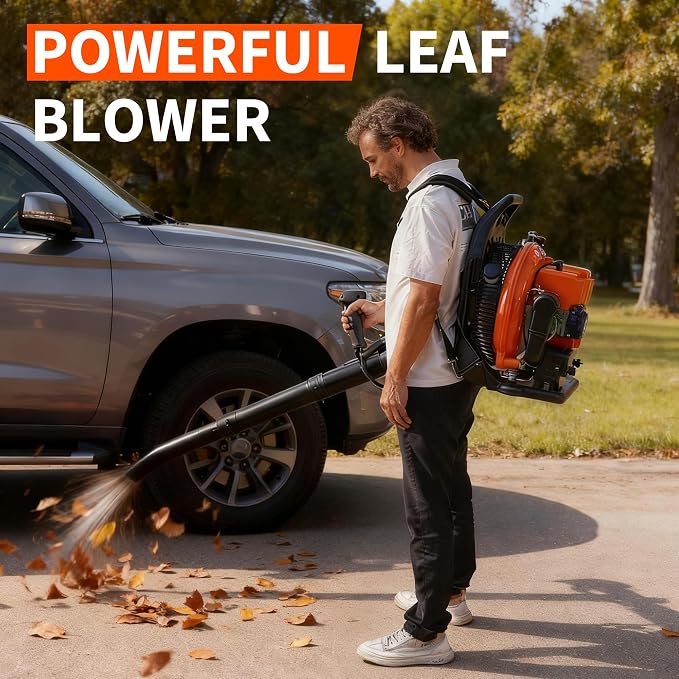 66 CC Backpack Leaf Blower, 880 CFM & 320 MPH | 4-HP 2-Cycle Gas Powered Leaf Blower, for Heavy Duty Lawn Care, Wet Leaf & Debris Clean