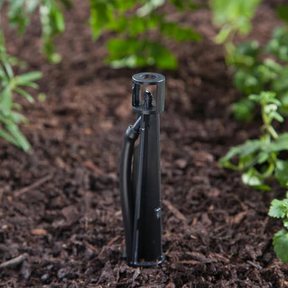 Raindrip 382005B 8-Inch Sprinkler Stake with 4-Inch Riser for Drip Irrigation and Drip Systems, Plastic, Black, 5 Count (Pack of 8)