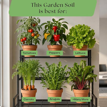 Rosy Garden Mix Biochar Potting Soil for Outdoor Plants, 8 Quart | Organic Garden Soil with Worm Castings for Vegetables, Herbs, and Flowers, Peat-free Outdoor Potting Mix, Made in USA