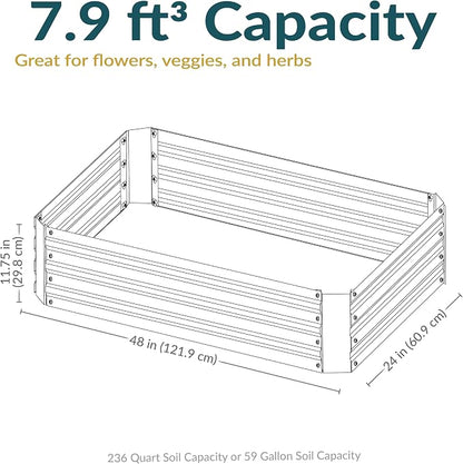 Sunnydaze Galvanized Raised Garden Bed Kit - 4x2x1 ft Outdoor Raised Garden Bed - Metal Planter Box for Vegetables, Flowers, Herbs - Brown - 4' x 2' Rectangle