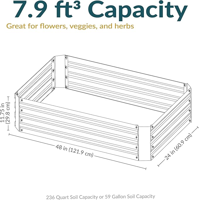 Sunnydaze Galvanized Raised Garden Bed Kit - 4x2x1 ft Outdoor Raised Garden Bed - Metal Planter Box for Vegetables, Flowers, Herbs - Woodgrain - 4' x 2' Rectangle