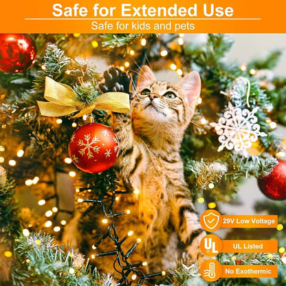2 Pack Christmas Lights Outdoor, Total 200FT 600LED String Lights for Outside Waterproof with 8 Modes, Warm White Fairy Twinkle Lights Green Wire for Indoor Room Patio Garden Party Holiday Decorations