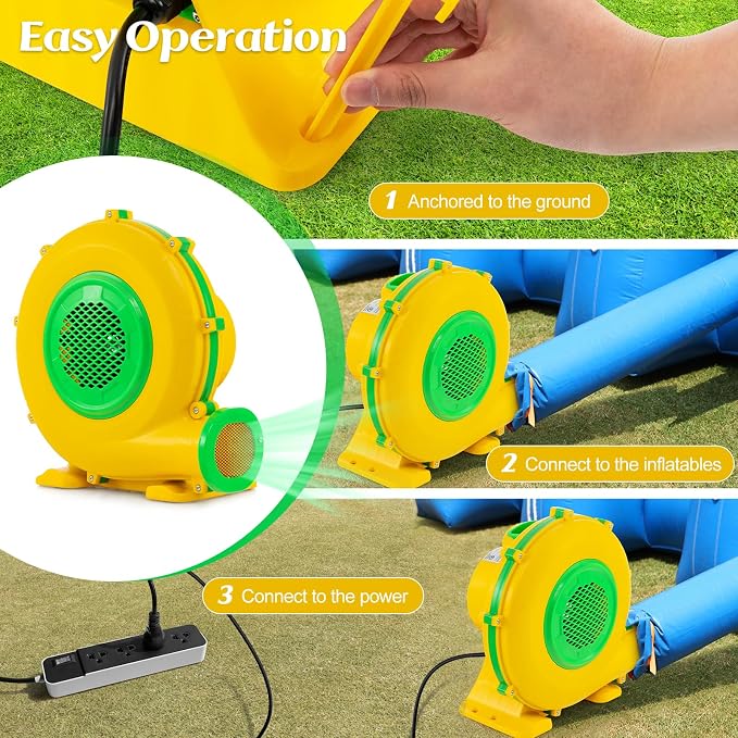 HONEY JOY Air Blower, 950W 1.2HP Bounce House Blower, Commercial Electric Pump Fan for Inflatable Water Slides & Bouncy Castle, 2620pa Air Blower for Inflatables (950Watt 1.2HP)