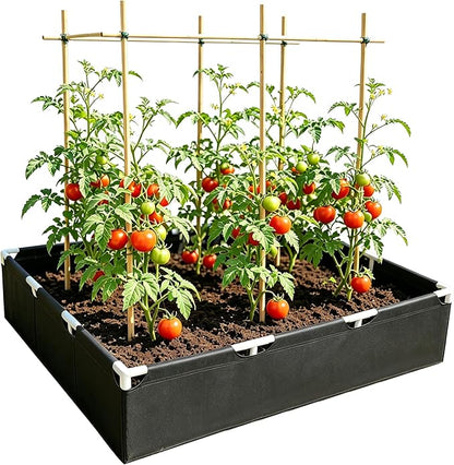 Breathable Felt Raised Garden Bed with PVC Frame, Heavy-Duty Square Planter Box for Vegetables, Herbs & Flowers, 3 Sizes– No Tools Assembly for Patio, Backyard Gardening（4.6*4.6*1FT 1PCS）