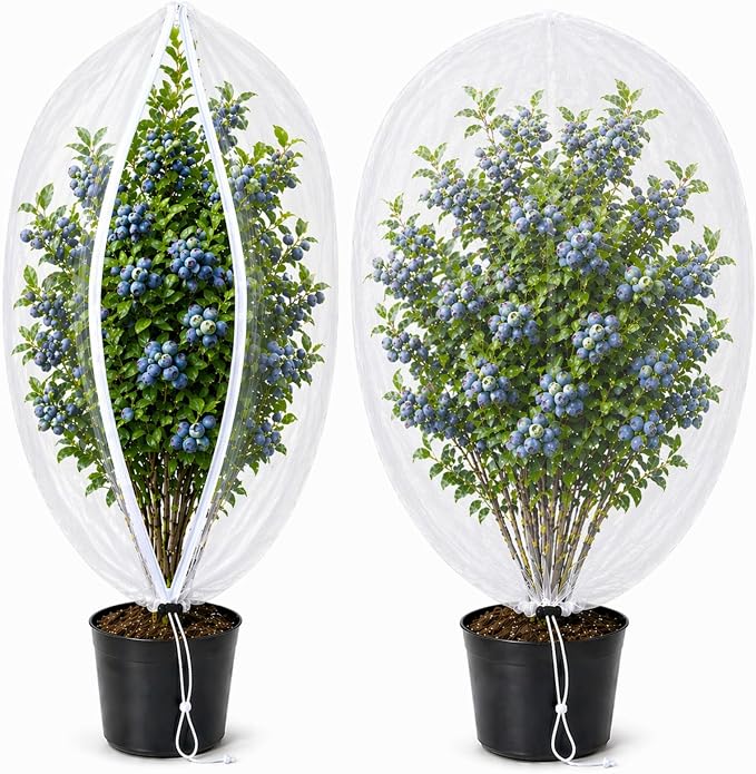 Fruit Tree Netting Cover with Zipper & Drawstring, 2 Packs 4ft x 4ft Insect Bird Barrier Netting for Garden Protection, Ultra Fine Mesh Garden Netting
