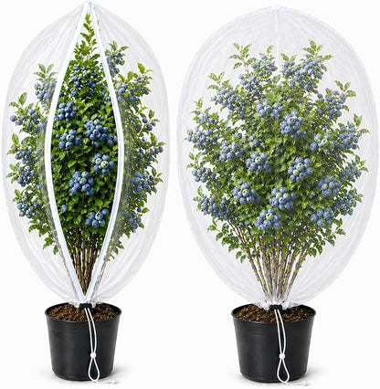 Fruit Tree Netting Cover with Zipper & Drawstring, 2 Packs 4ft x 4ft Insect Bird Barrier Netting for Garden Protection, Ultra Fine Mesh Garden Netting