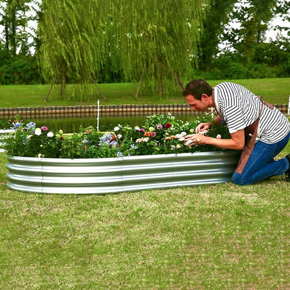 8×4×1 ft Large Galvanized Raised Garden Bed Outdoor, Easy Assembly Metal Planter Box for Gardening, Vegetables, Herbs, Flower