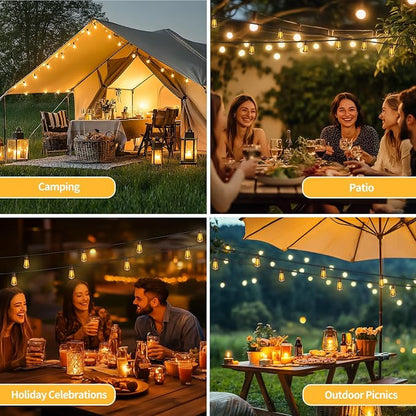 SANBEN 50ft Solar String Lights with Remote, 25+1 Bulbs Solar Patio Lights Outdoor Waterproof, Solar Powered Dimmable Deck Lights for Garden Porch Party