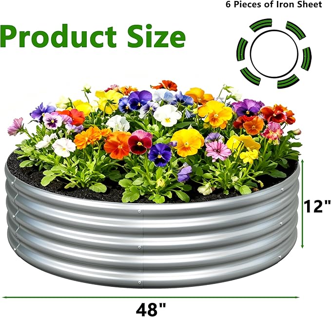 3Pack 4x4x1ft Galvanized Raised Garden Bed, Planter Raised Garden Beds Outdoor, Round Clearance Raised Garden Beds for Gardening Vegetables……