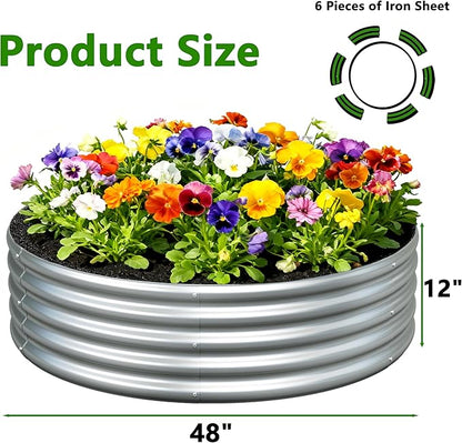 3Pack 4x4x1ft Galvanized Raised Garden Bed, Planter Raised Garden Beds Outdoor, Round Clearance Raised Garden Beds for Gardening Vegetables……