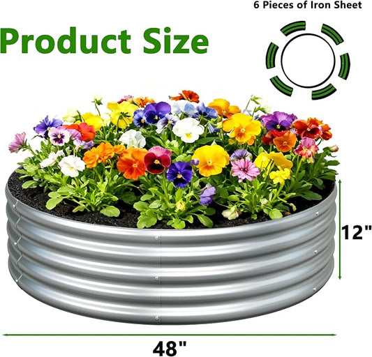 2Pack 4x4x1ft Galvanized Raised Garden Bed, Planter Raised Garden Beds Outdoor, Round Clearance Raised Garden Beds for Gardening Vegetables……