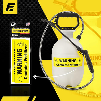 Fertilizer Stickers - Warning Label Signage for Pump and Garden Sprayers: Weather and Fade Resistant, Extreme Stick, Commercial Grade, Fertilizer Labels - USA Made (10 Labels)