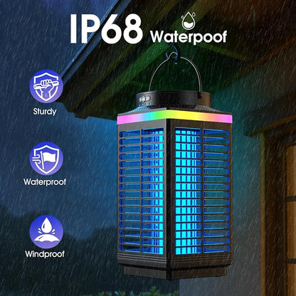 Bug Zapper Outdoor, 4-in-1 4200V Electric Mosquito Zapper, Rechargeable Bug Zapper Cordless Fly Zapper with 5000mAH Battery, Waterproof IP67, Wireless & Portable Insect Zapper for Patio Camping