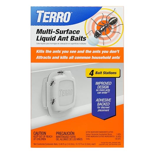 TERRO Multi-Surface Liquid Ant Baits, 4-Pack, Indoor Bait Stations for Home | Ant Trap for Discreet Baiting, Complete Colony Elimination, Discreet Ant Trap, Kills Common Household Ants, Ready-To-Use Bait