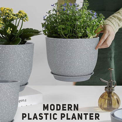 YNNICO Plant Pots 12/10/9 inch Set of 3, Flower Pots with Multi Mesh Drainage Holes, Large Planters for Indoor Outdoor Garden Plants and Flowers. (Gray)