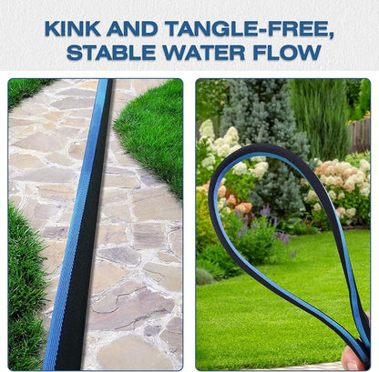Ultra Lightweight 25FT Garden Hose - Heavy-Duty Kink-Free Flexible Hose, Non-Expanding Design with Aluminum Brass Fittings, Crush-Proof for Yard/Lawn/Outdoor Use(black-blue, 25 FT)